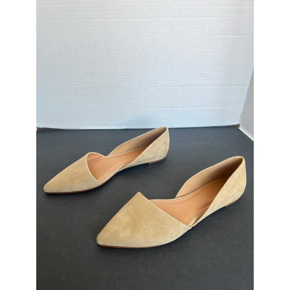 J.Crew Zoe Beige Tan Suede D'Orsay Pointy Toe Slip On Flat Loafer Shoes Sz 10 - Picture 2 of 12